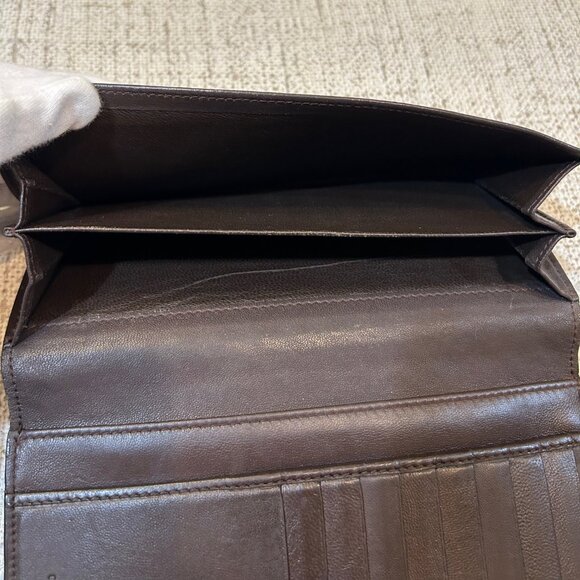 Bottega Venetta Intrecciato Lambskin Double Wallet in Brown - Picture 8 of 12